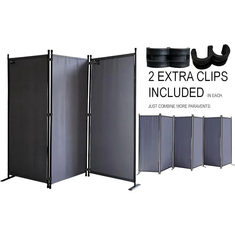 67" W x 65" H Room Divider, 3-Panel Folding Privacy Screen