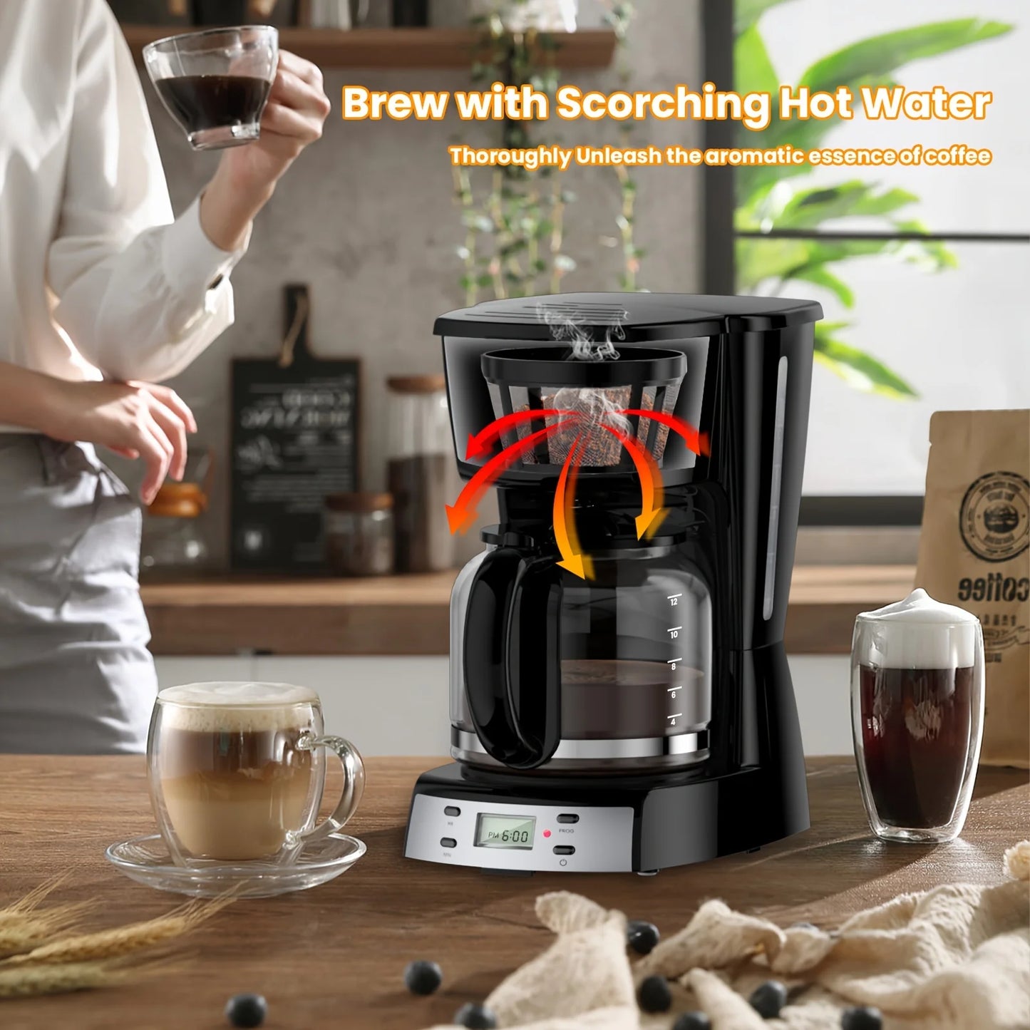 12 Cup Programmable Coffee Maker, Auto Shut off