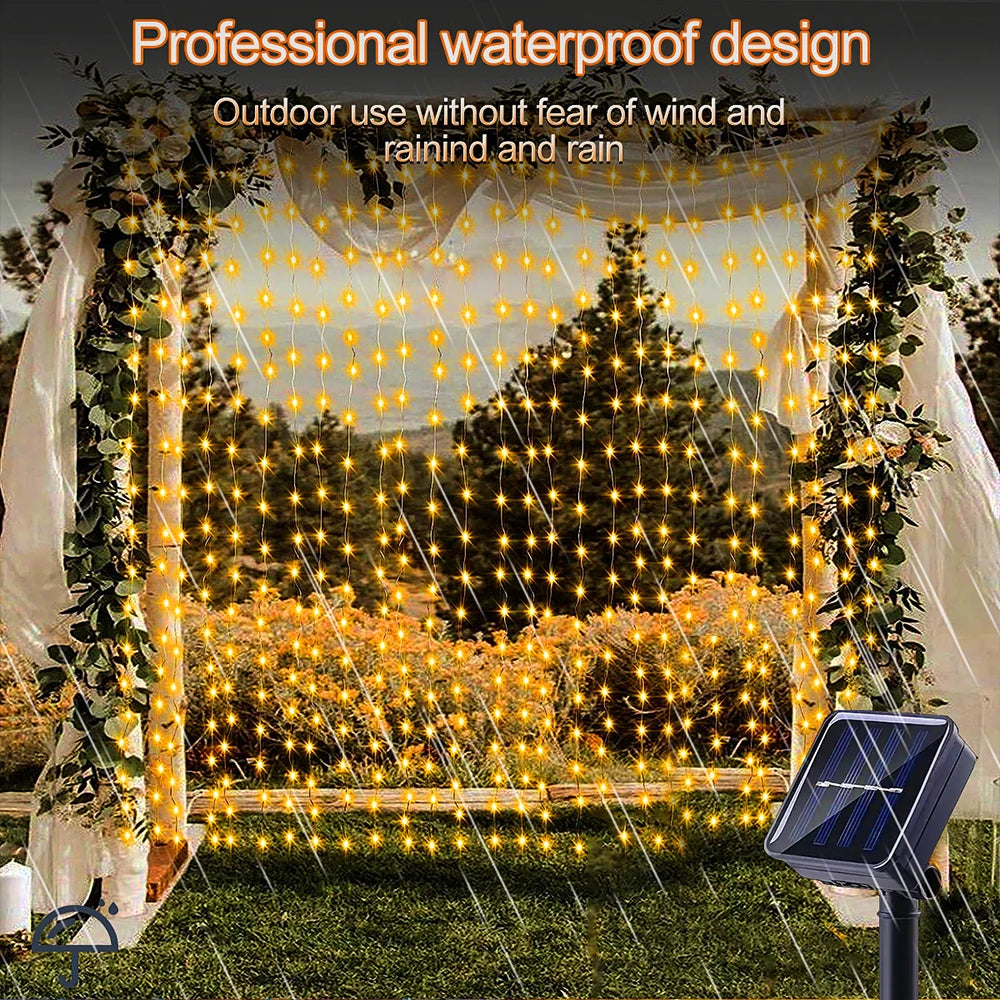 300 LEDs Solar Curtain Outdoor Lights