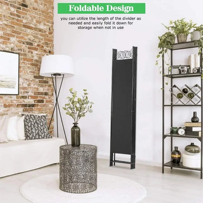 4 Panel Room Divider 6FT Steel Frame Screen Folding Privacy Divider Freestanding Partition for Home Office Bedroom