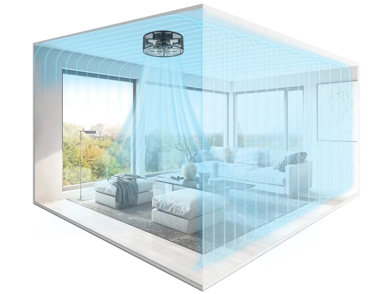 18'' Black Caged Ceiling Fan with Lights & Remote Control