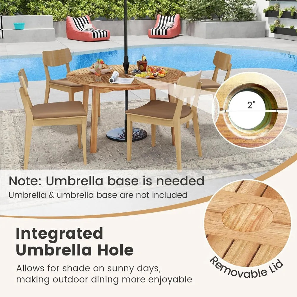 53 inch 4-6 People Round Patio Table, 2 inch Umbrella Hole