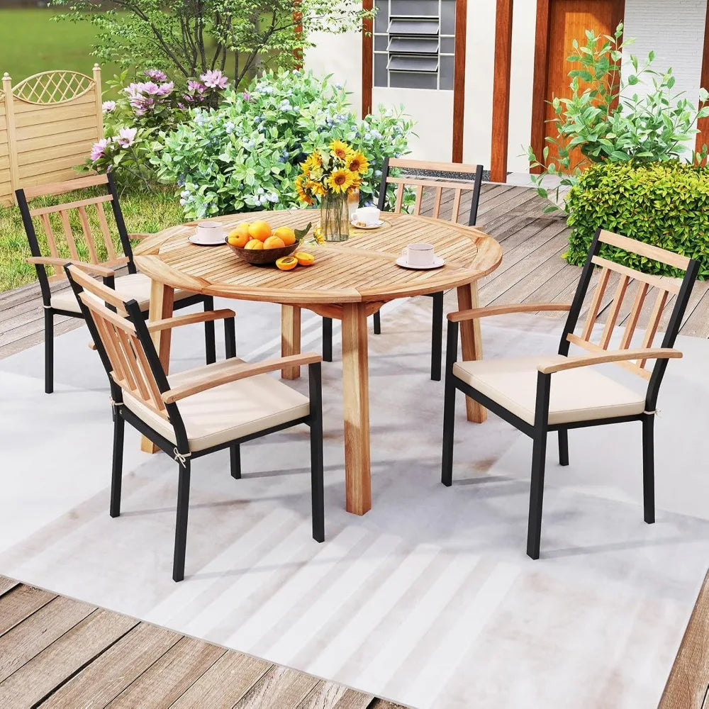 53 inch 4-6 People Round Patio Table, 2 inch Umbrella Hole