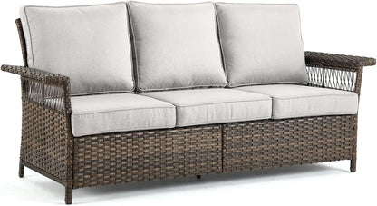 3 Seat Patio Wicker Sofa/Couch with Water-Resistant Cushions