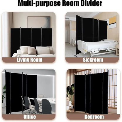 4 Panel Room Dividers, Folding Privacy Screen Partition Steel Frame