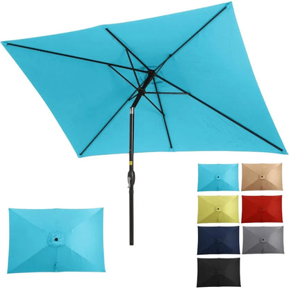 6.5 x 10 Ft Rectangular Patio Umbrella with Crank