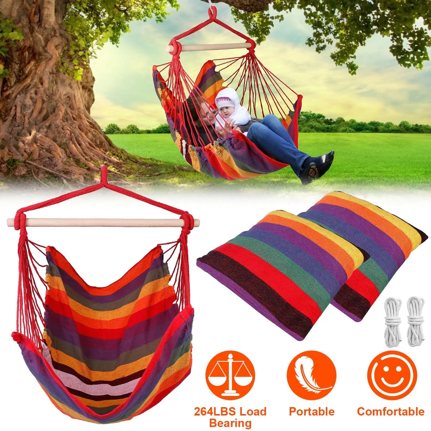 265 Lbs Portable Canvas  Seat Hammock Chair