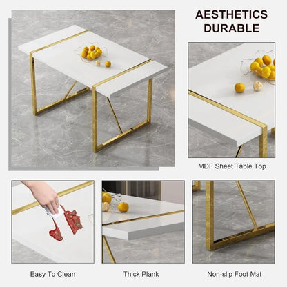 7 Piece Modern Dining Room Set w/Metal Frame & Padded Seat