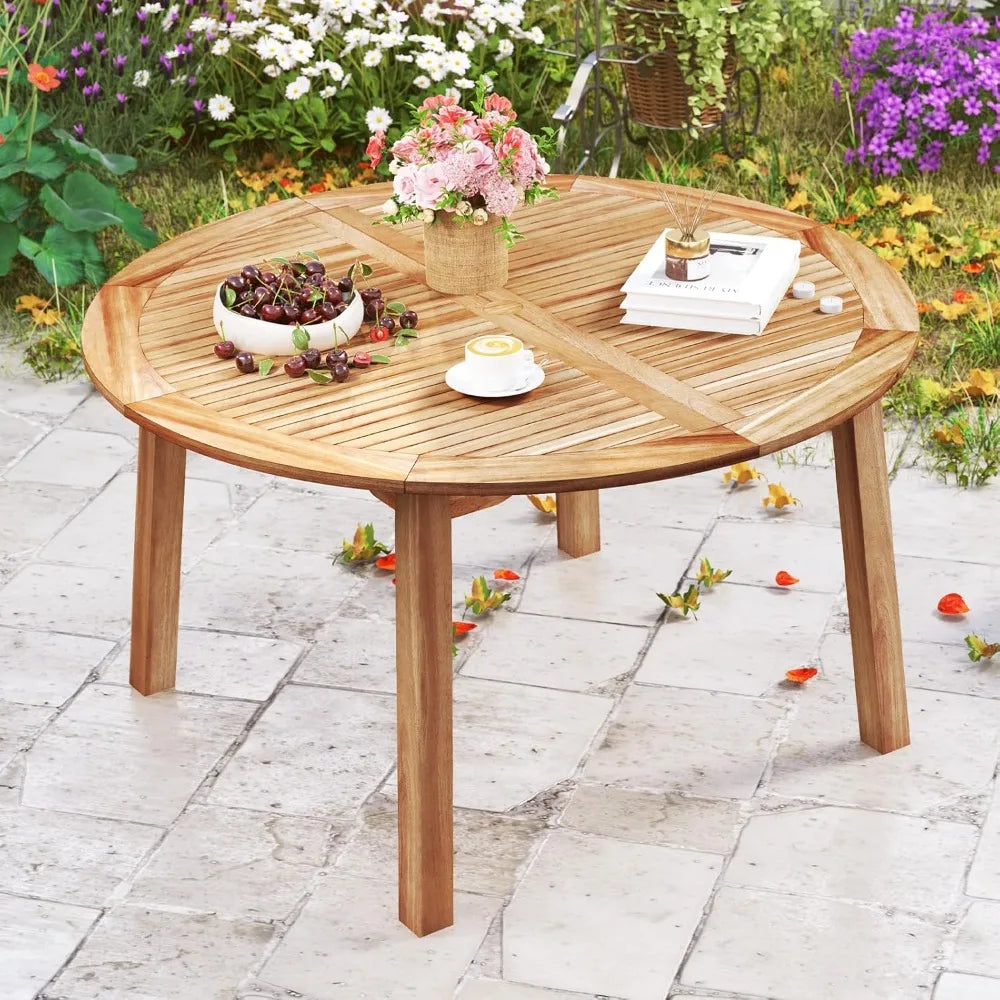 53 inch 4-6 People Round Patio Table, 2 inch Umbrella Hole