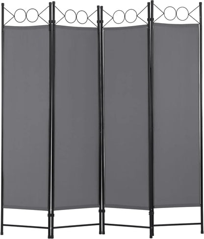 4 Panel Room Divider 6FT Steel Frame Screen Folding Privacy Divider Freestanding Partition for Home Office Bedroom