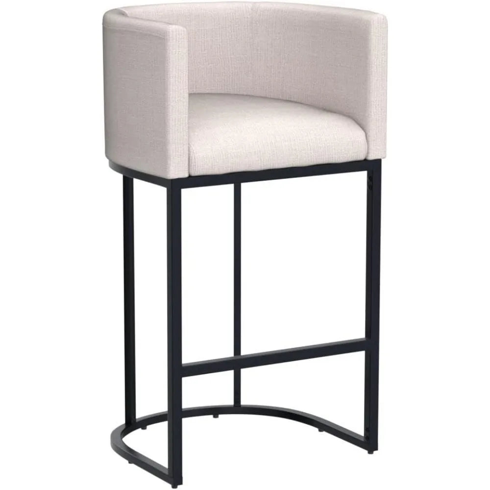 Modern Bar Stools Set of 3, 29" Linen Upholstered  Height Kitchen Bar Stools