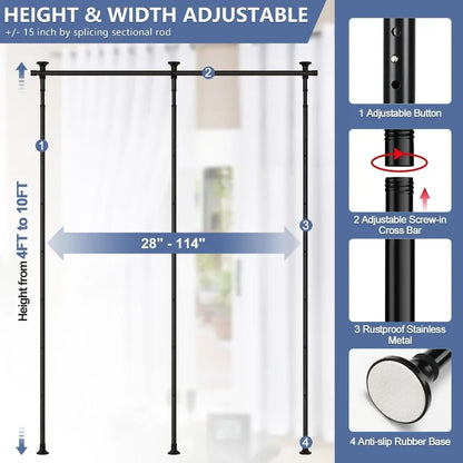 Room Divider, No Drilling Curtain Rod for Room Separation