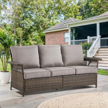3 Seat Patio Wicker Sofa/Couch with Water-Resistant Cushions