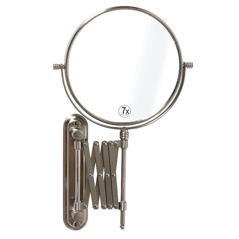 8 Inch Wall Mount Extendable Mirror, Double Sided with 7X Magnification