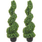 3 Ft Tall Artificial Boxwood Spiral Topiary Trees (2 Pieces)