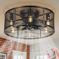 18'' Black Caged Ceiling Fan with Lights & Remote Control