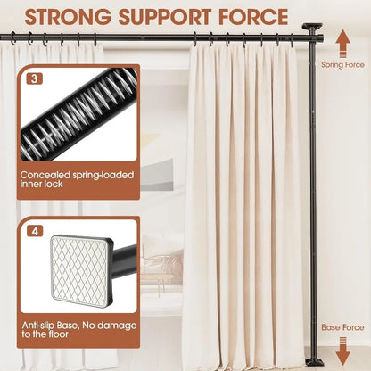 Room Divider Curtain Rod - No Drilling Partition Room Dividers 4-10ft(H) 28-70inch(W) Adjustable
