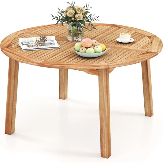 53 inch 4-6 People Round Patio Table, 2 inch Umbrella Hole
