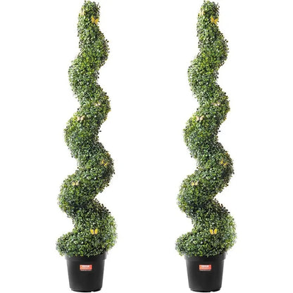 3 Ft Tall Artificial Boxwood Spiral Topiary Trees (2 Pieces)