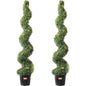 3 Ft Tall Artificial Boxwood Spiral Topiary Trees (2 Pieces)