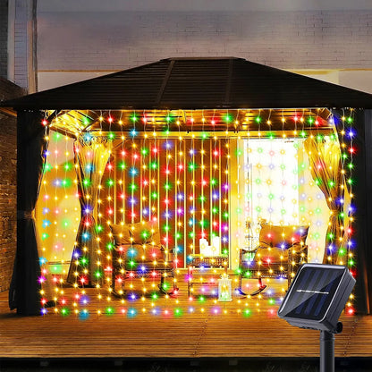 300 LEDs Solar Curtain Outdoor Lights