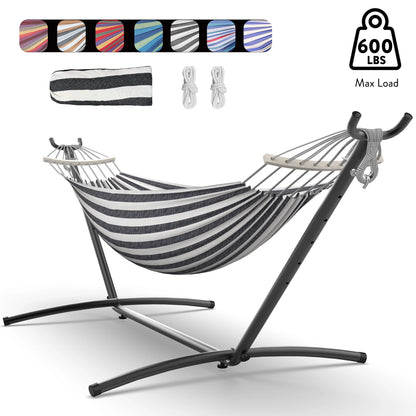 Hammock Bed with Adjustable Stand & Storage Bag, 600lb Capacity