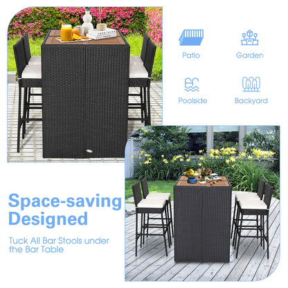5-Piece Patio Wicker Bar Set