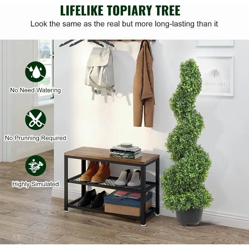 3 Ft Tall Artificial Boxwood Spiral Topiary Trees (2 Pieces)