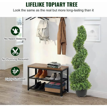 3 Ft Tall Artificial Boxwood Spiral Topiary Trees (2 Pieces)