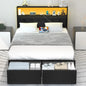 Queen/Full Bed Frame with Headboard, Heavy Duty with 2 Storage Drawers, Charging Station & LED Light,