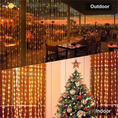 300 LEDs Solar Curtain Outdoor Lights