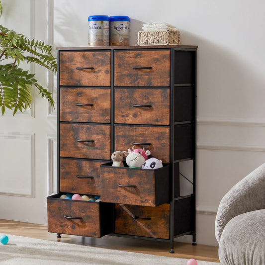 Bedside Table/Chest With 10 Fabric Drawers