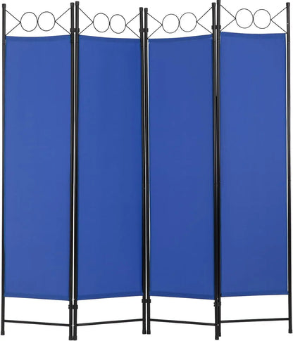 4 Panel Room Divider 6FT Steel Frame Screen Folding Privacy Divider Freestanding Partition for Home Office Bedroom