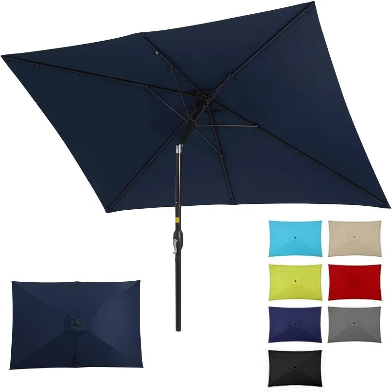6.5 x 10 Ft Rectangular Patio Umbrella with Crank