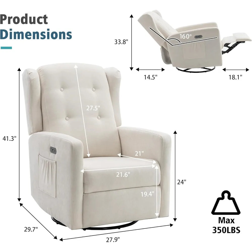 Swivel Rocking Recliner Chair, Electric