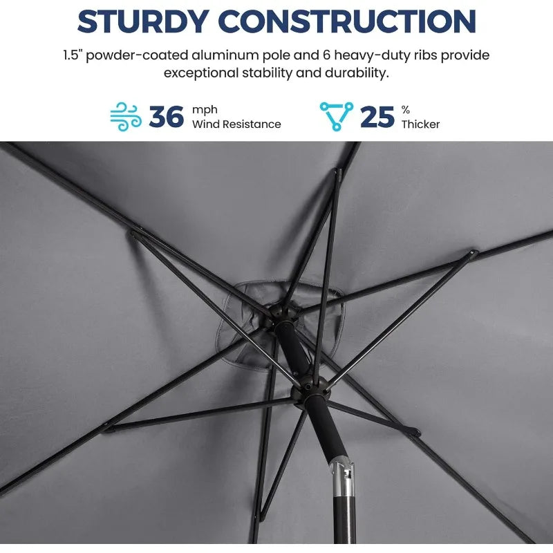 6.5 x 10 Ft Rectangular Patio Umbrella with Crank