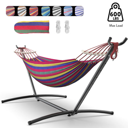 Hammock Bed with Adjustable Stand & Storage Bag, 600lb Capacity