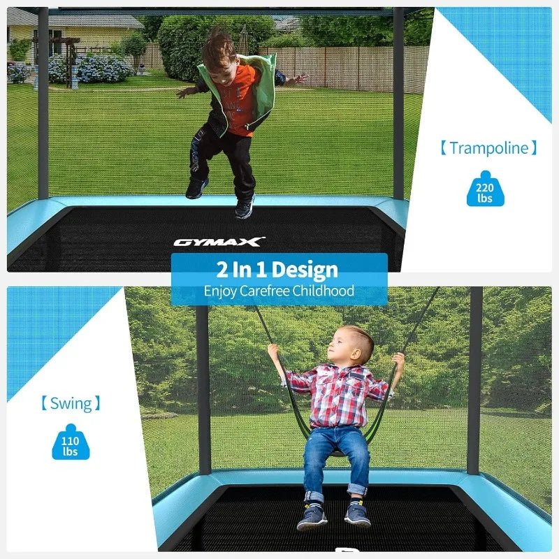6 Ft Enclosed Trampoline for Kids & Toddlers with Swing