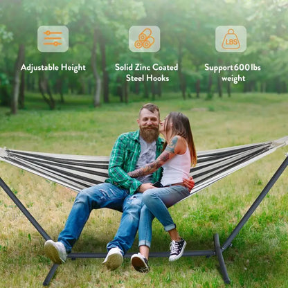 Hammock Bed with Adjustable Stand & Storage Bag, 600lb Capacity