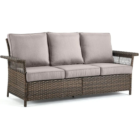 3 Seat Patio Wicker Sofa/Couch with Water-Resistant Cushions