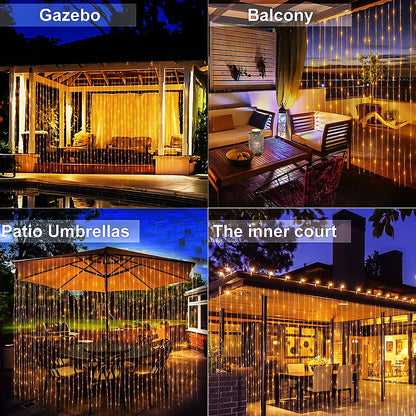 300 LEDs Solar Curtain Outdoor Lights