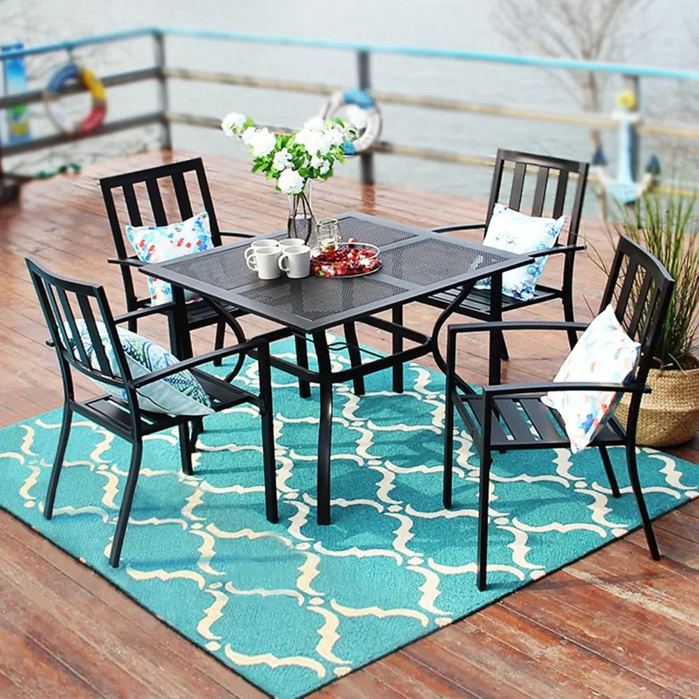 37 Inch Metal Patio Dining Table w/Mesh top