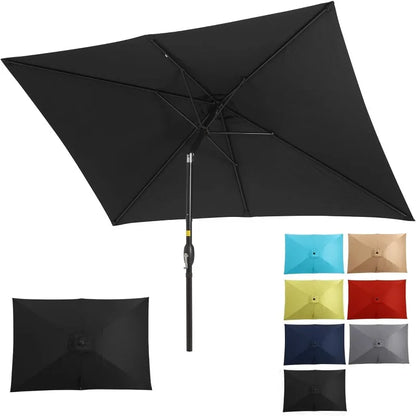 6.5 x 10 Ft Rectangular Patio Umbrella with Crank