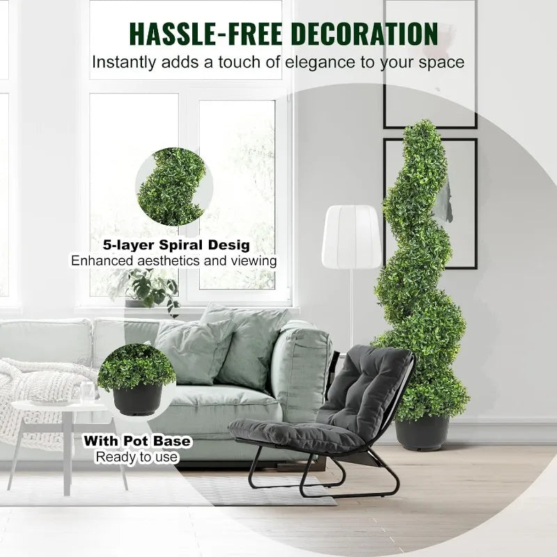 3 Ft Tall Artificial Boxwood Spiral Topiary Trees (2 Pieces)