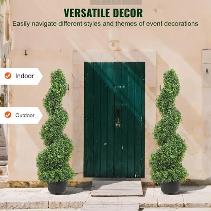 3 Ft Tall Artificial Boxwood Spiral Topiary Trees (2 Pieces)