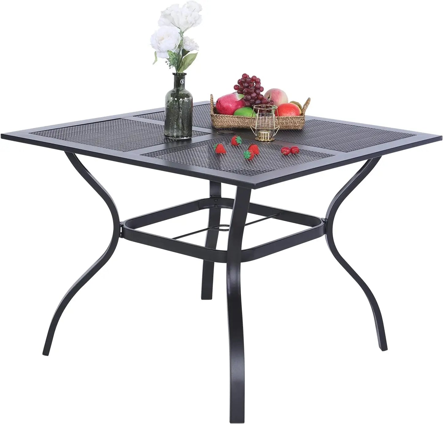37 Inch Metal Patio Dining Table w/Mesh top