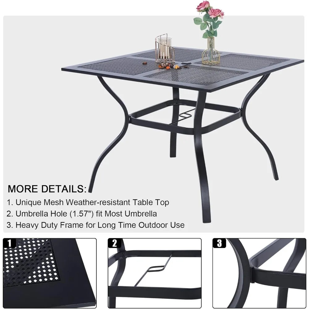 37 Inch Metal Patio Dining Table w/Mesh top