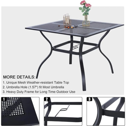 37 Inch Metal Patio Dining Table w/Mesh top