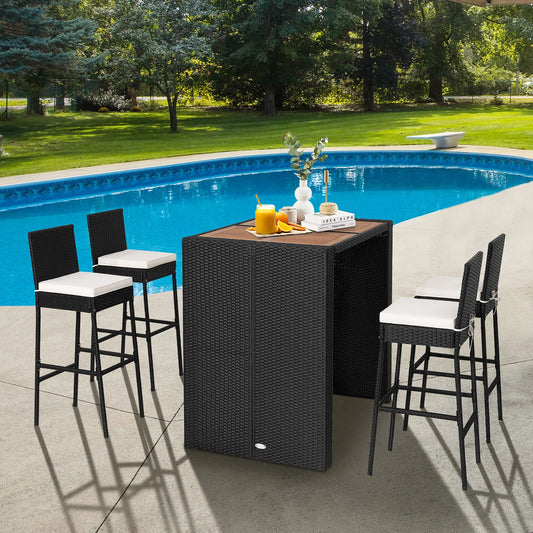 5-Piece Patio Wicker Bar Set