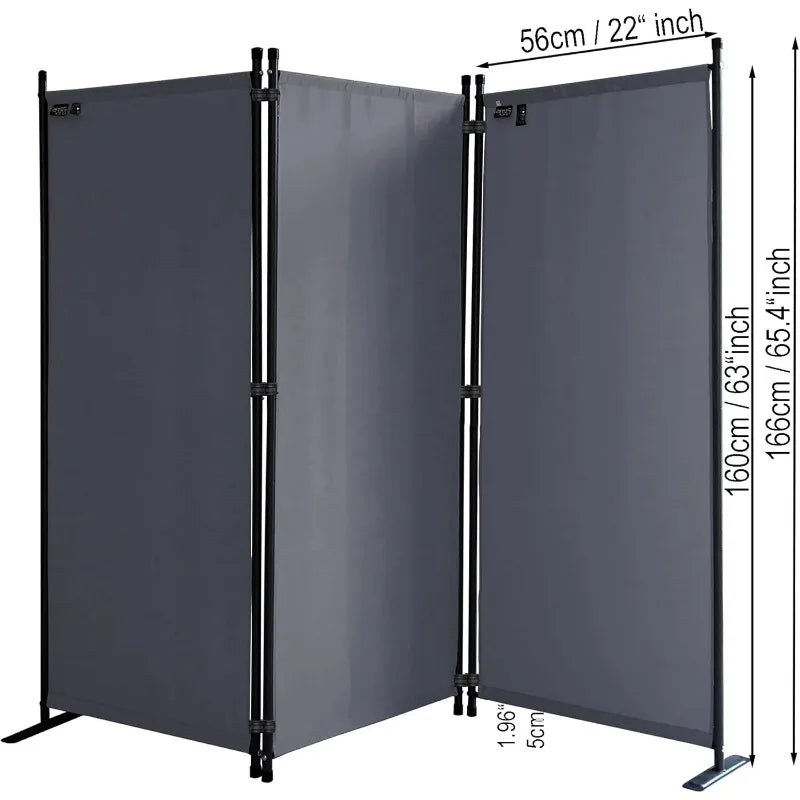 67" W x 65" H Room Divider, 3-Panel Folding Privacy Screen